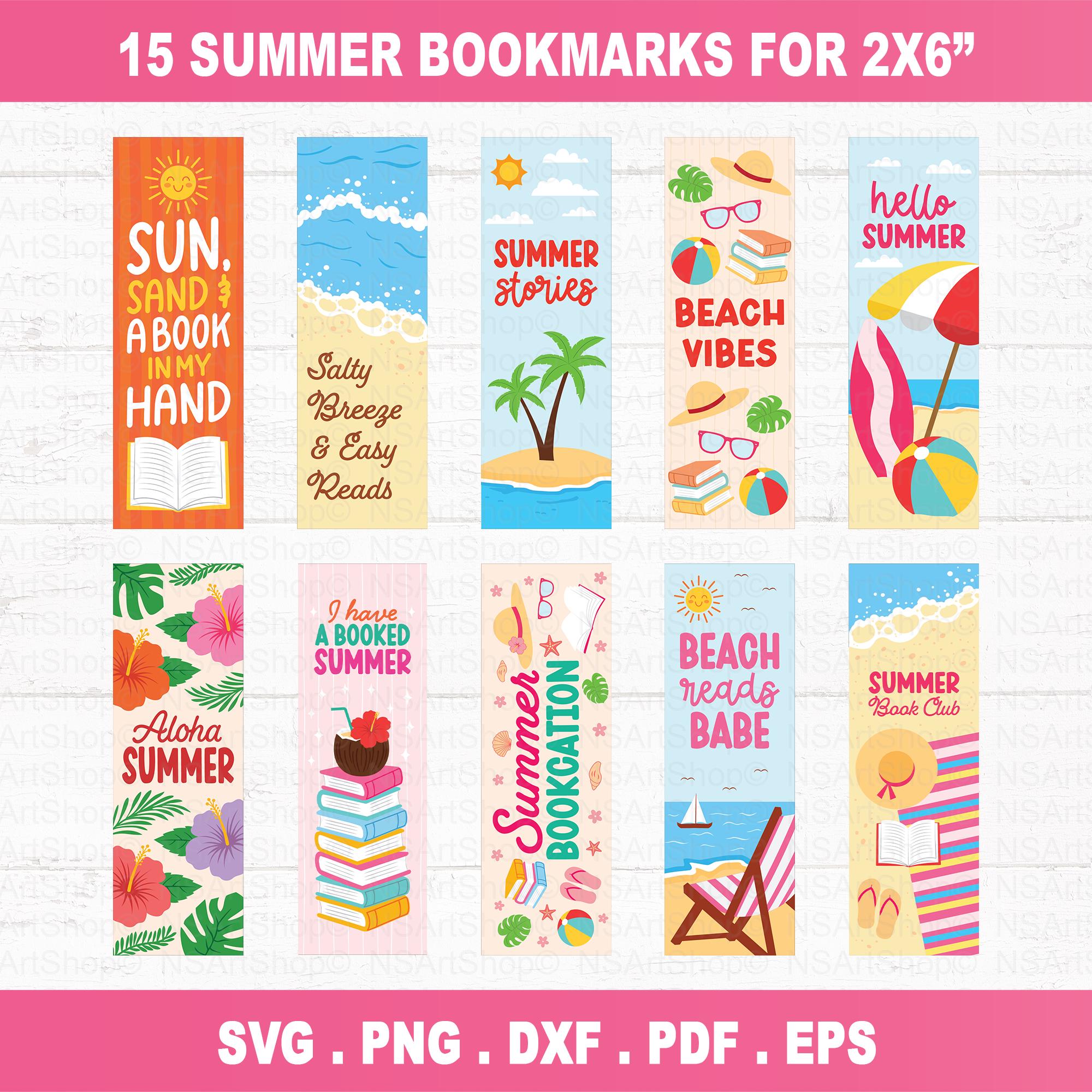 Summer Bookmark SVG PNG Bundle, Beach Vacation Designs, Bookish Files ...