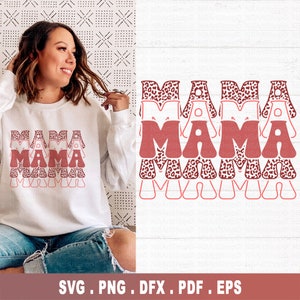 Retro Trendy Mom SVG, Mama SVG, Leopard Mom SVG, Muttertagssvg, Leopard Png, Sublimation png