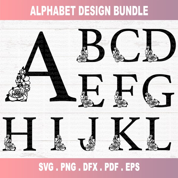 Floral Alphabet SVG, Monogram SVG, Letter SVG, Floral Capital Alphabet Svg, Floral Letter Cut File, Alphabet Cut File file, Easy Cut