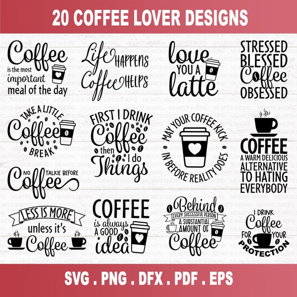 Coffee SVG Bundle, Funny Coffee SVG, Caffeine Queen, Coffee Lovers, Coffee Obsessed, Mug Svg, Coffee mug, Cut File Cricut, Silhouette file