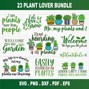 Plant SVG-bundel, grappige plant SVG-citaten, tuinman svg bundel, plant mama svg bestand knippen, Cricut-bestand, silhouetbestand