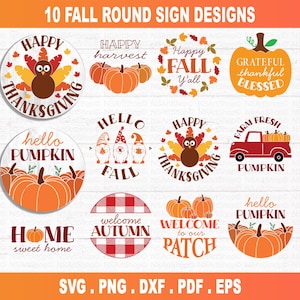 Fall Round Sign svg, Fall svg, Fall SVG Bundle, Autumn Svg, Thanksgiving Svg, fall door hanger svg, Fall Sign, Autumn Bundle Svg
