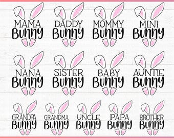 Easter Family Bunny SVG Bundle, Matching Shirts (Digital Files)