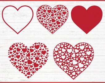 Red heart SVG, heart Cut File Bundle, Heart Shape svg, Outline, jpg, png, SVG, dxf, eps, Digital Files, Love, Valentine svg