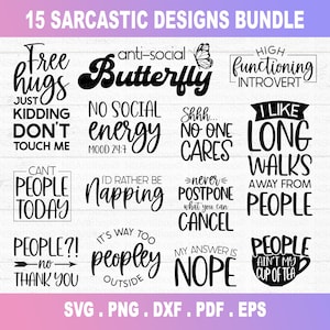 Sarcastic SVG Bundle, Sassy SVG bundle, sarcastic quote svg, Antisocial Quotes SVG Bundle, Introvert svg, Sarcastic Sayings svg