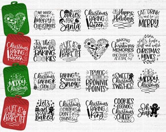 Christmas Pot Holder svg Bundle, Potholder svg, Oven Mitt SVG, Kitchen SVG Bundle, Baking svg, Funny Kitchen Quotes, Cut File Cricut