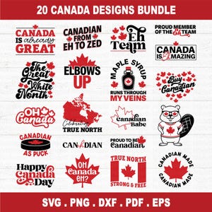 Canada SVG, svg coudes en l'air, lot de svg de la fête du Canada, eh SVG, svg du drapeau du Canada, Canada carte Svg, fier d'être canadien svg, Cricut