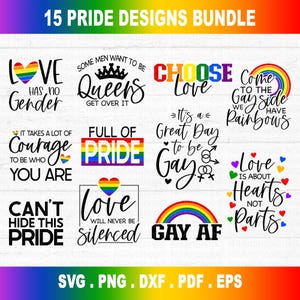 Bundle SVG fierté, LGBTQIA SVG, svg fierté, arc en ciel svg, svg fierté, svg festival lgbtq, fichiers coupés, fichier Cricut, silhouette