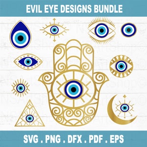 Evil Eye svg Bundle Png Dxf, Humsa Svg Cut files, Turkish Eye svg, Evil Eye Protection svg, eps, dxf, png, Files For Cricut, silhouette