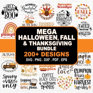 Mega paquete SVG de Halloween, paquete SVG de otoño, paquete SVG de Acción de Gracias, paquete SVG de otoño, paquete SVG de otoño, archivo de corte Cricut