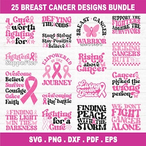 Breast Cancer SVG-bundel, Cancer SVG, Cancer Awareness, Ribbon SVG, Breast Cancer Shirt, Commercieel gebruik