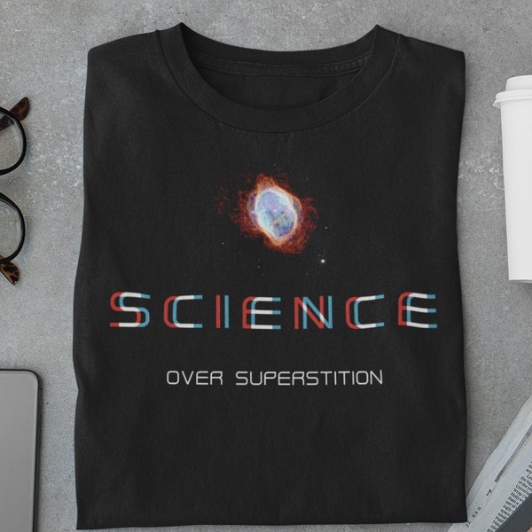 Science Over Superstition Unisex Softstyle T-Shirt -astronomy, atheist, humanist, jwst, ring nebula