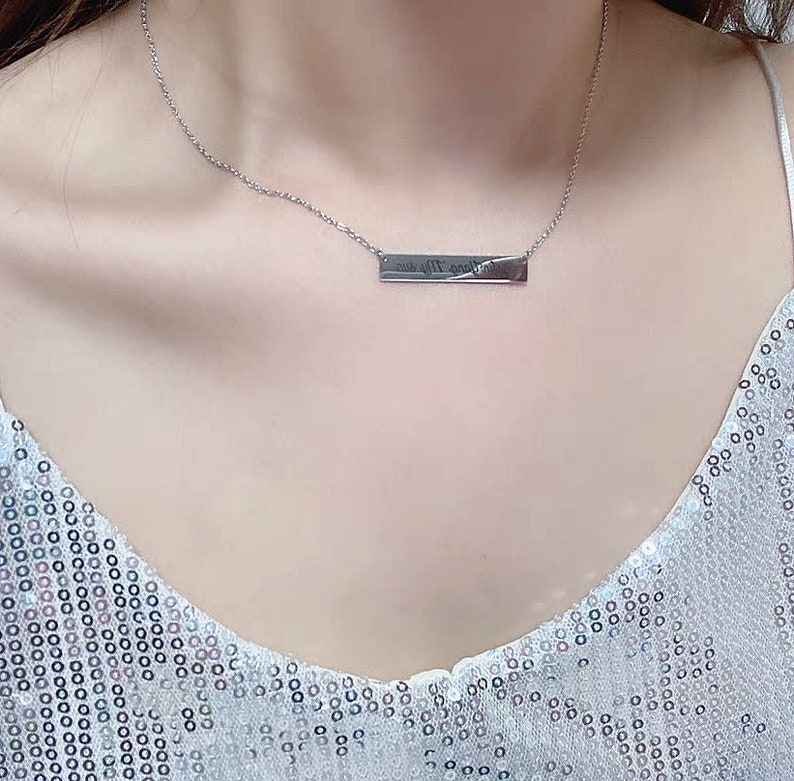 Custom Gold Bar Necklace,Silver Bar Necklace,Bar Necklace for Women,Name Necklace for Mom,Mother/'s Day Gift