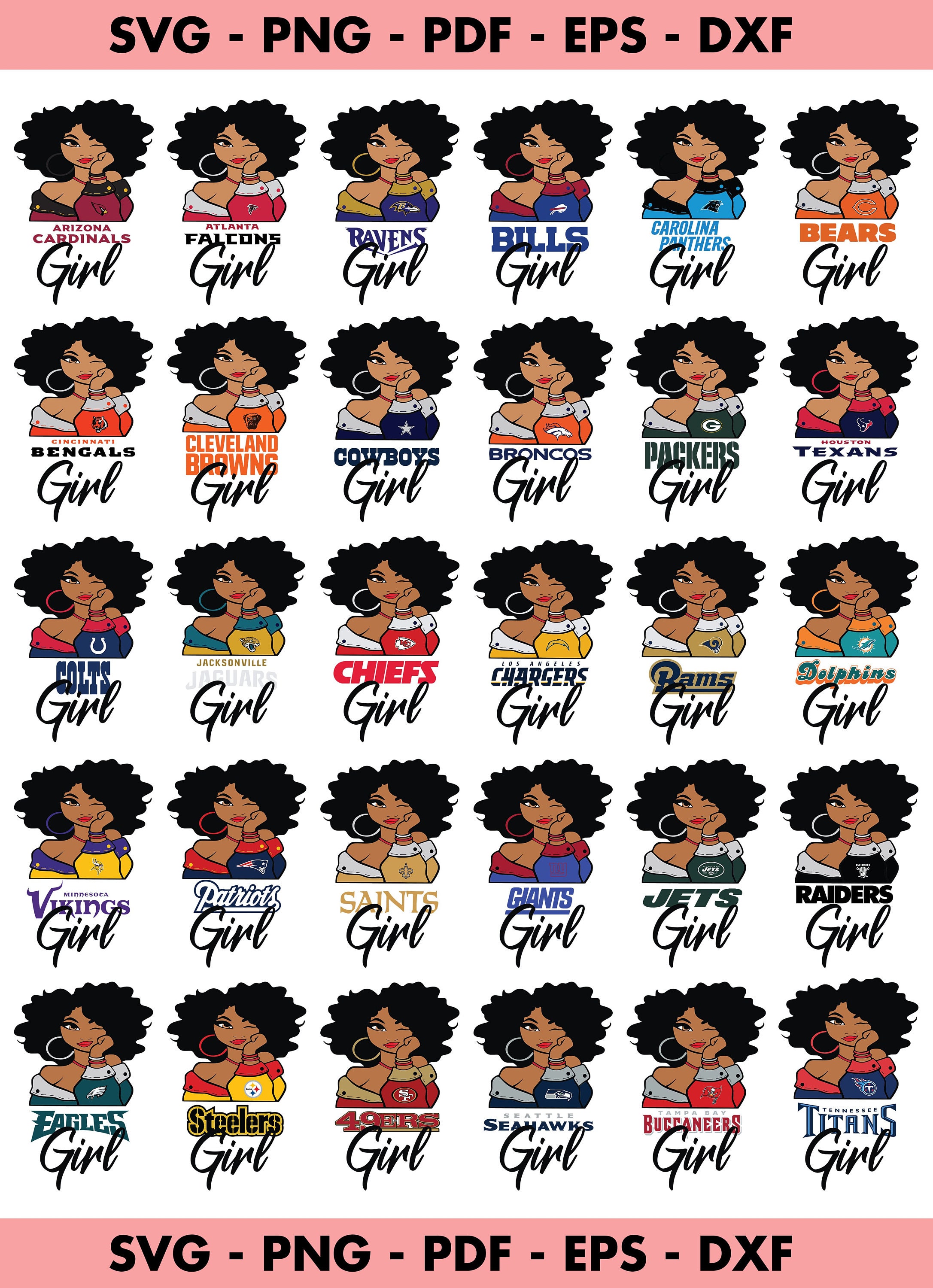 Download Girl NFL Bundle Svg Bundle nfl svgGirl Cut File Sport Nfl | Etsy