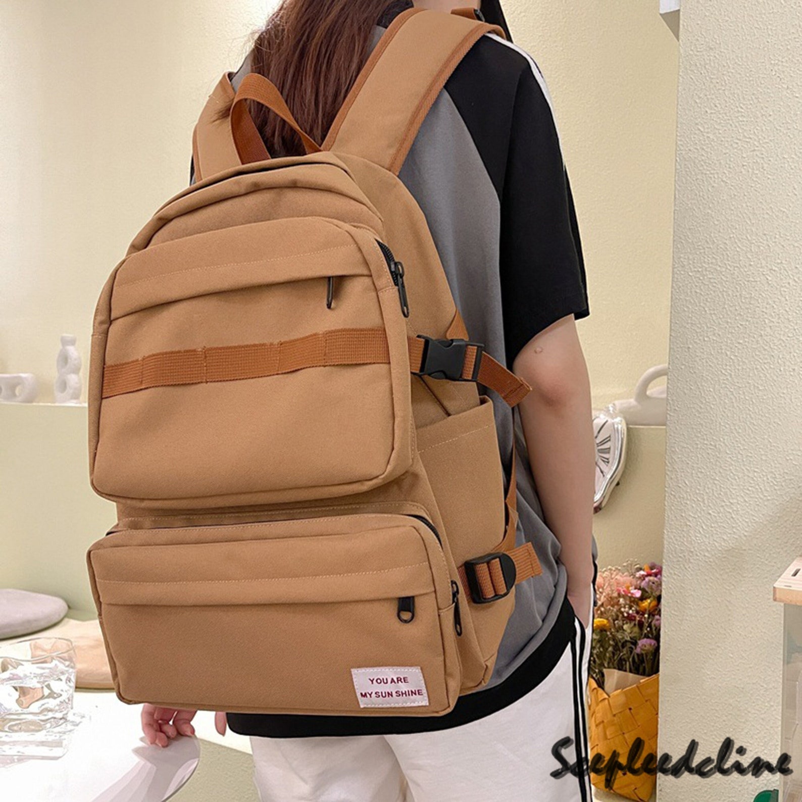 Japanese Simple Schoolbag Travel Bag Japanese Solid Color Etsy