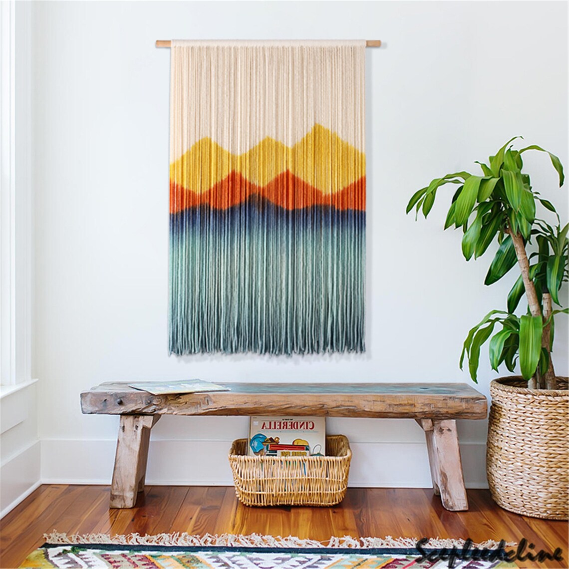 Mountain Macrame Wall Hanging Dyeing Wall Hanging Macrame Etsy