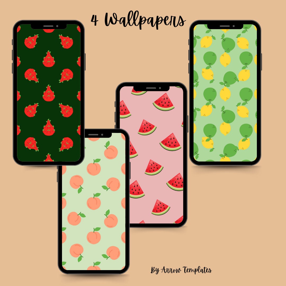 Summer Fruit Phone Wallpaper 4 Pack - Etsy