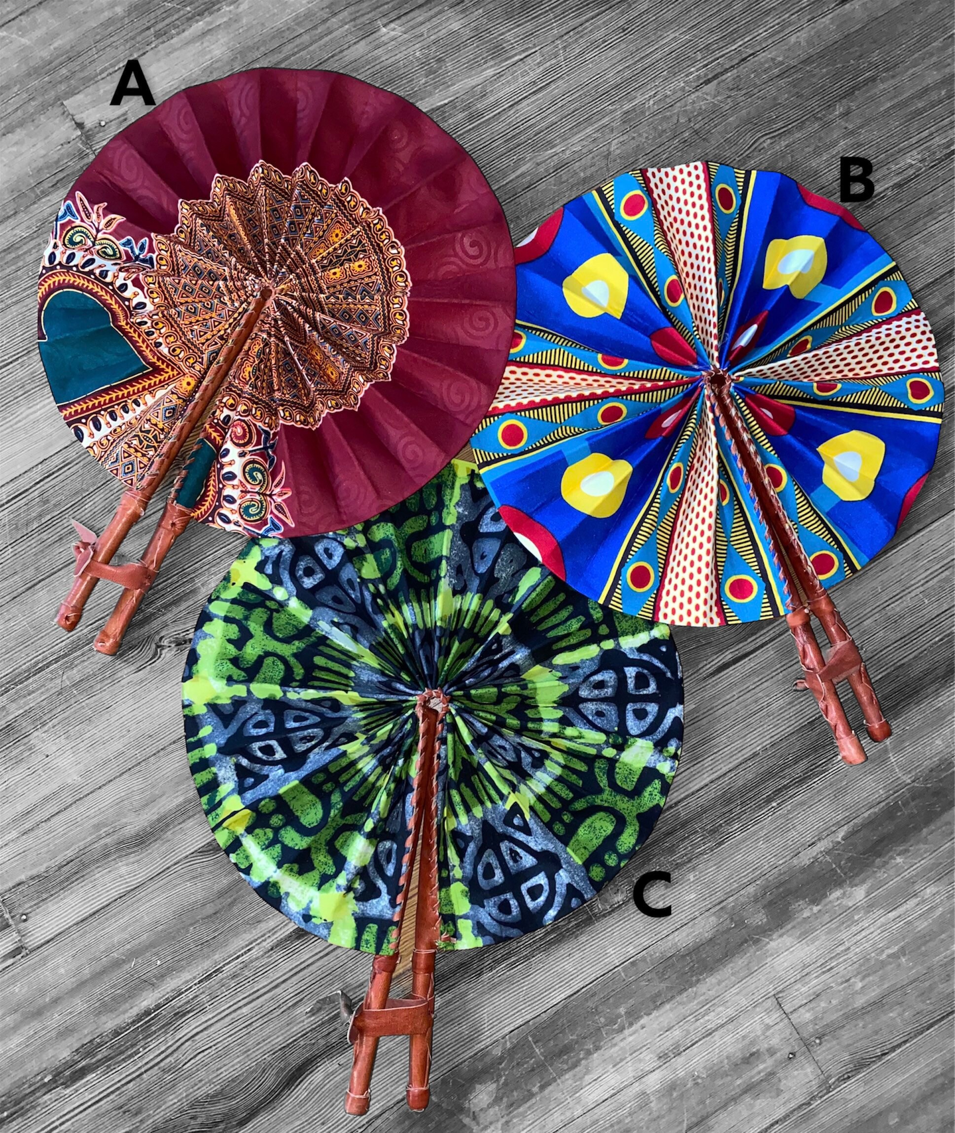 African Ankara Hand Fans Etsy