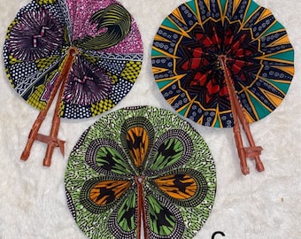 African Ankara Hand Fans