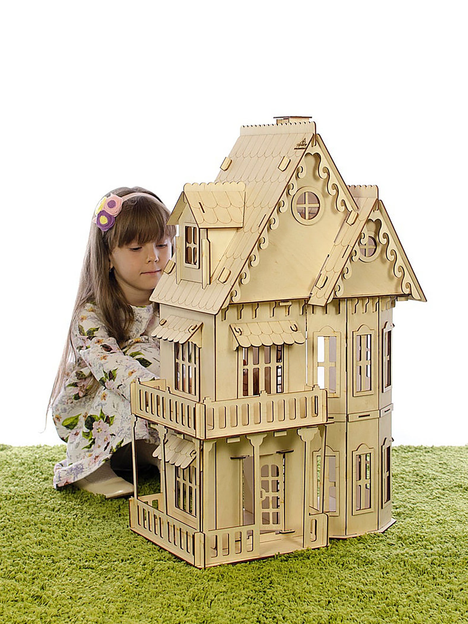 Maison de poupée maison de poupée en bois kit de dollhouse | Etsy
