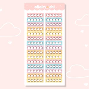 Star Rating Planner Matte Vinyl Sticker Sheet | Colorful 30 Borderless Kiss cut stickers | Bullet Journal Scrapbook Bujo Planner