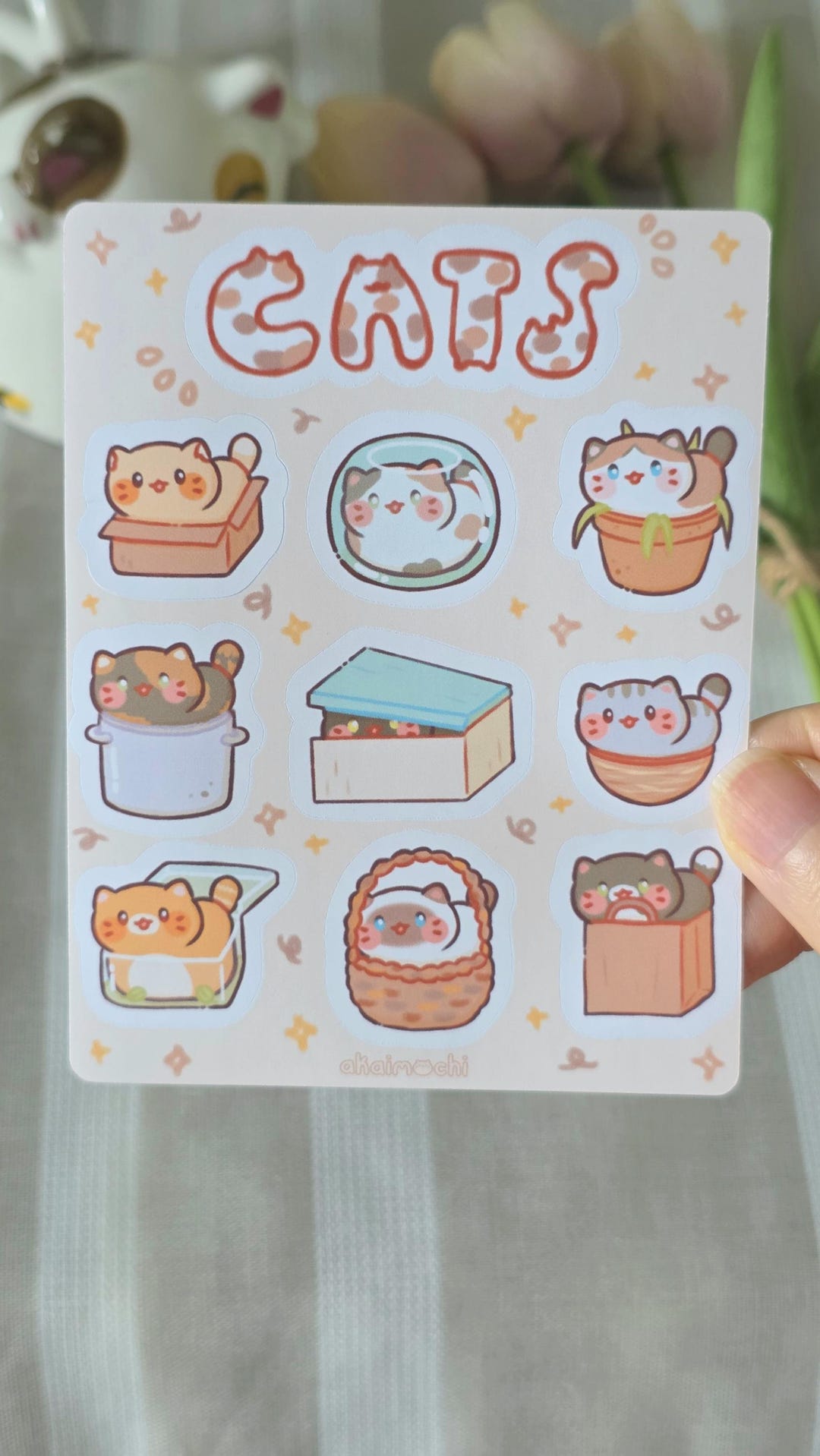 Cats Matte Vinyl Sticker Sheet | Tortie Tabby Orange Calico Ragdoll ...