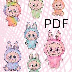 Muñeca SVG, archivos PNG de La Monster, imágenes prediseñadas y calcomanías de monstruos, sublimación kawaii, Cricut SVG, descarga digital