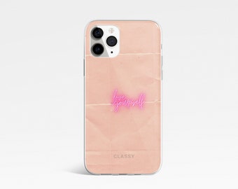 Treat Yourself | Paper Background Clear Phone Case with Title