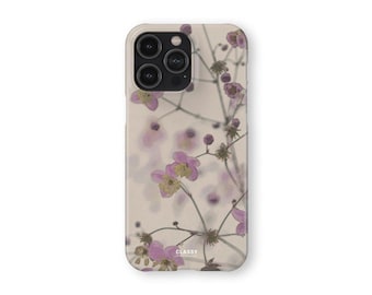 Beige Flowers Snap Case | fits IPhone XR XS X 7 8 11 12 13 14 15 16 Pro Max Mini and Samsung S10 S20 S21 S22 Ultra Plus FE Pixel 5G