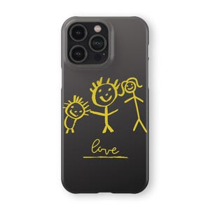 Love | Snap Phone Case with Yellow Drawing | fits IPhone XR XS X 7 8 11 12 13 14 Pro Max Mini Samsung S10 S20 S21 S22 Ultra Plus FE