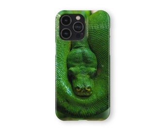 Étui pour portable vert serpent | Étui rigide à pression Vivid Reptile Design