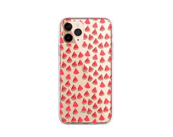 Custodia trasparente per telefono con graziose piccole angurie / adatta per iPhone 12 13 Pro Max Mini e Samsung S21 Plus Ultra