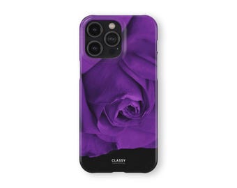 Dark Purple Flowers Snap Case | fits IPhone XR XS X 7 8 11 12 13 14 15 16 Pro Max Mini and Samsung S10 S20 S21 S22 Ultra Plus FE Pixel 5G