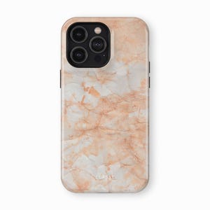 Tough Phone Case with Light Orange Marble | fits IPhone X XS XR 8 11 12 13 14 15 Pro Max Mini Samsung S10 S20 S21 S22 S23 Google Pixel 5 G 6