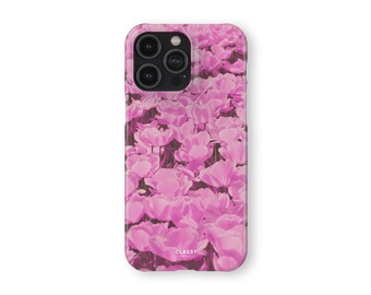 Pink Flower Painting Snap Case | fits IPhone XR XS X 7 8 11 12 13 14 15 16 Pro Max Mini and Samsung S10 S20 S21 S22 Ultra Plus FE Pixel 5 5G