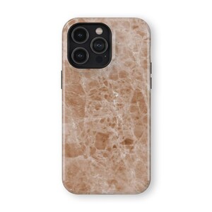 Tough Phone Case with Beige Marble Pattern | IPhone X XS XR 8 11 12 13 14 15 Pro Max Mini and Samsung S10 S20 S21 S22 S23 and Pixel 6 5 G