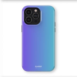 Stevige blauwe en paarse ombre | IPhone X XS XR 8 11 12 13 14 15 16 Pro Max Mini en Samsung S10 S20 S21 S22 S23 S24 Pixel 9