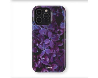 Purple Flower Art Tough Case | fits IPhone X XS XR 8 11 12 13 14 15 16 Pro Max Mini and Samsung S10 S20 S21 S22 S23 and Pixel 9