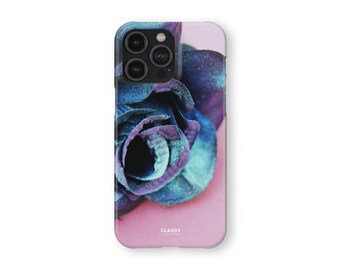 Pink and Blue Flowers Snap Case | fits IPhone XR XS X 7 8 11 12 13 14 15 16 Pro Max Mini and Samsung S10 S20 S21 S22 Ultra Plus FE Pixel 5G
