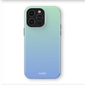 Lichtblauwe ombre stevige hoes | IPhone X XS XR 8 11 12 13 14 15 16 Pro Max Mini en Samsung S10 S20 S21 S22 S23 S24 Pixel 9