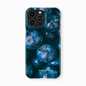 Blueberries | Snap Phone Case with Blueberries | fits IPhone XR XS X 7 8 11 12 13 14 Pro Max Mini and Samsung S10 S20 S21 S22 Ultra Plus FE