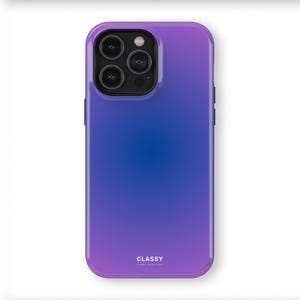 Stevige hoes met paarse en blauwe ombre | IPhone X XS XR 8 11 12 13 14 15 16 Pro Max Mini en Samsung S10 S20 S21 S22 S23 S24 Pixel 9