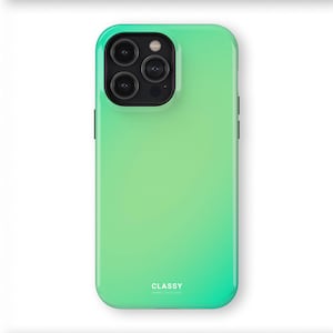 Lichtgroene ombre stevige hoes | IPhone X XS XR 8 11 12 13 14 15 16 Pro Max Mini en Samsung S10 S20 S21 S22 S23 S24 Pixel 9