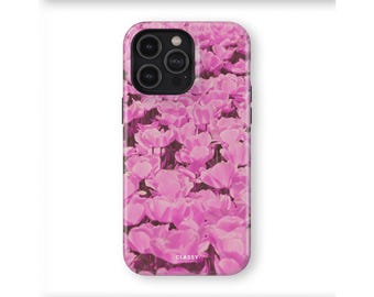 Pink Flower Art Tough Case | fits IPhone X XS XR 8 11 12 13 14 15 16 Pro Max Mini and Samsung S10 S20 S21 S22 S23 and Pixel 9