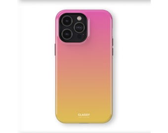 Pink and Yellow Ombre Tough Case | IPhone X XS XR 8 11 12 13 14 15 16 Pro Max Mini and Samsung S10 S20 S21 S22 S23 S24 Pixel 9