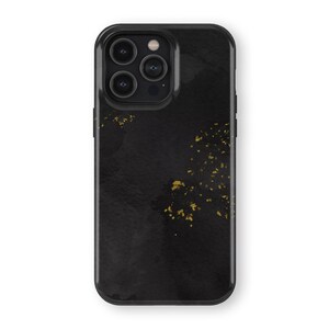 Black Tough Phone Case with Gold Sprinkles | IPhone X XS XR 8 11 12 13 14 15 Pro Max Mini Samsung S10 S20 S21 S22 S23 Ultra Plus and Pixel 5