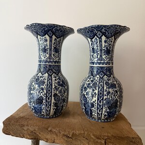 Delfts Blue and White Chinoiserie 13 Inch Vase