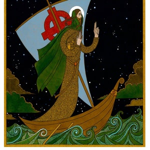 Saint Brendan the navigator. Early Irish saints. Fine Art print. Celtic christianity art based on Irish history and its faith.
