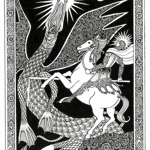 Dragon slayer. Saint George and the dragon. Fine art print edition.
