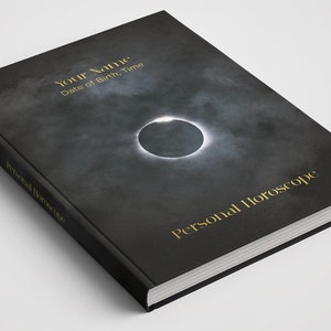Lecture d'astrologie de thème natal personnalisée, livre relié personnalisé, rapport de thème natal de naissance personnalisé 50 pages - design Eclipse